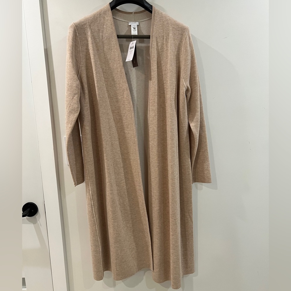 NEW J. Jill Reversible Color-Block Long Cardi in Almond Heather/Barley. LP. - Picture 2 of 8